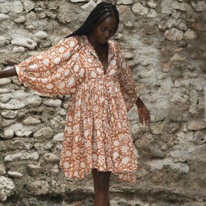 Daughters of India Kyra Mini Dress - Caramel Medium